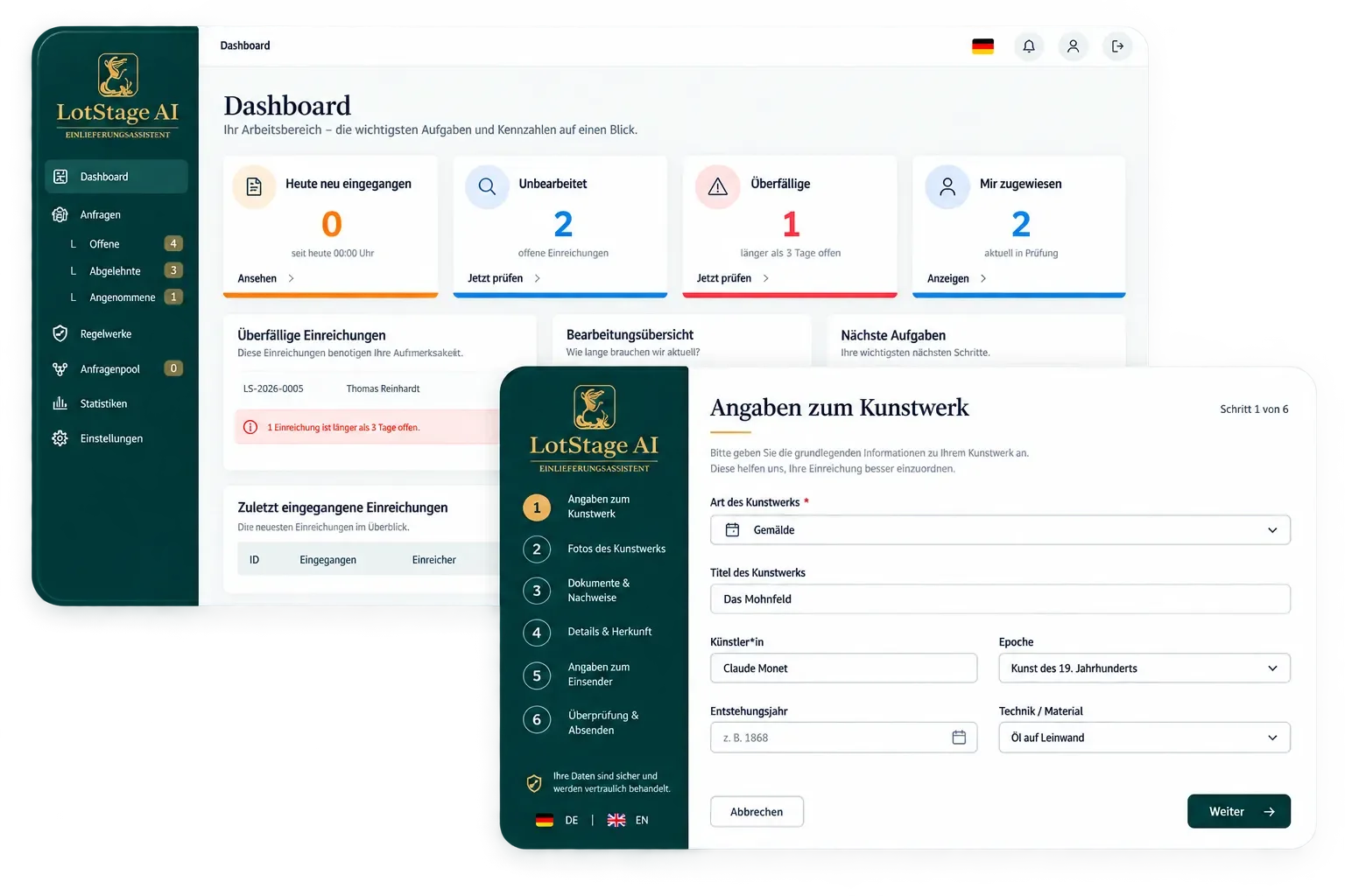 LotStage AI – Einlieferungsassistent und Backoffice für Auktionshäuser